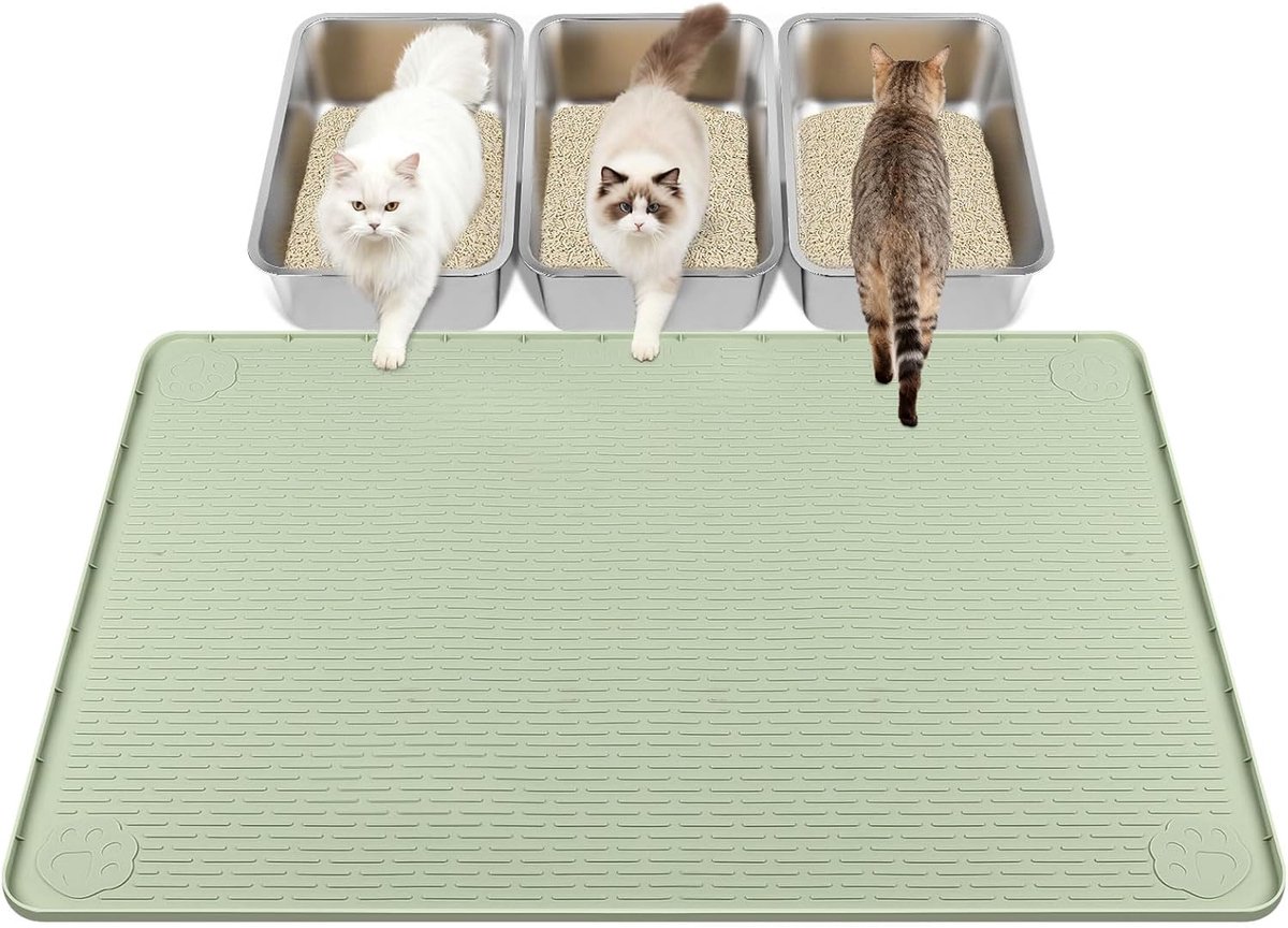 SnelShoppen - 40" x 28" Herbruikbare Antislip Siliconen Plaspad Houder voor Hond - Lekbestendig en Verhoogde Rand voor Puppy Training - Groen