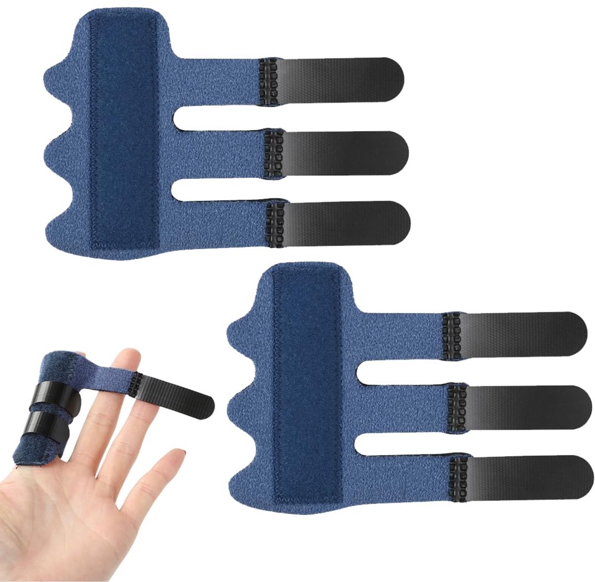 SnelShoppen - 2 Stuks Verbeterde Vinger Rails, Vingerbescherming, Vingerbandage met Verstelbare Band voor Gebroken Teenen en Artrose (Blauw)