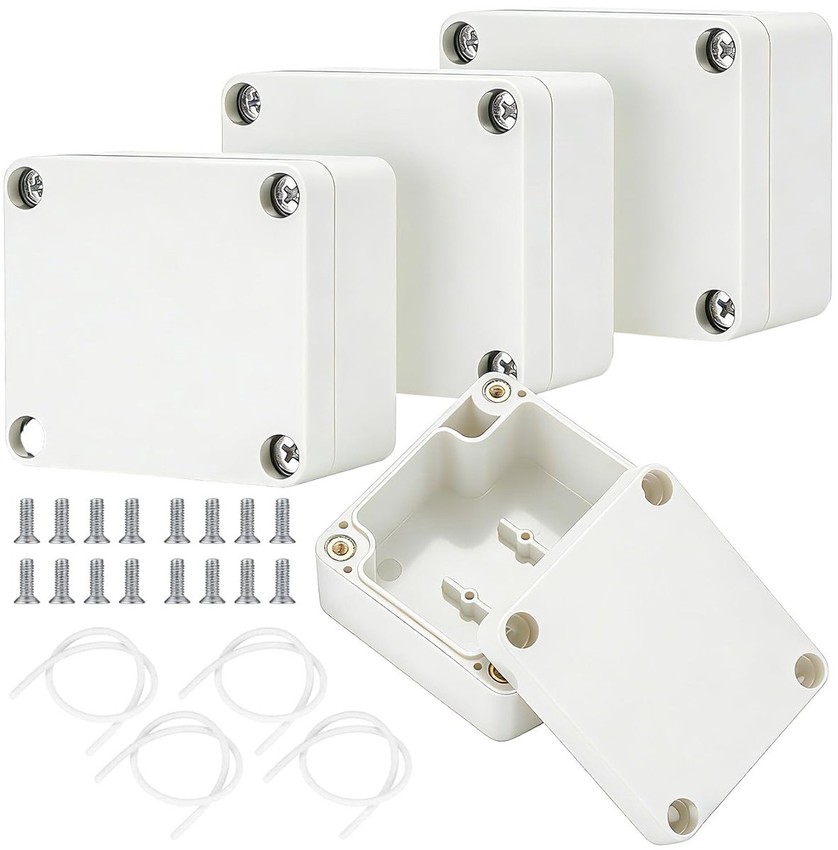 SnelShoppen - 4 Waterdichte IP65 Buiten Juntieboxen, Witte Kunststof Aansluitdozen voor Montage, Lege Elektrische Dozen 63x58x35mm voor Buiten Elektro