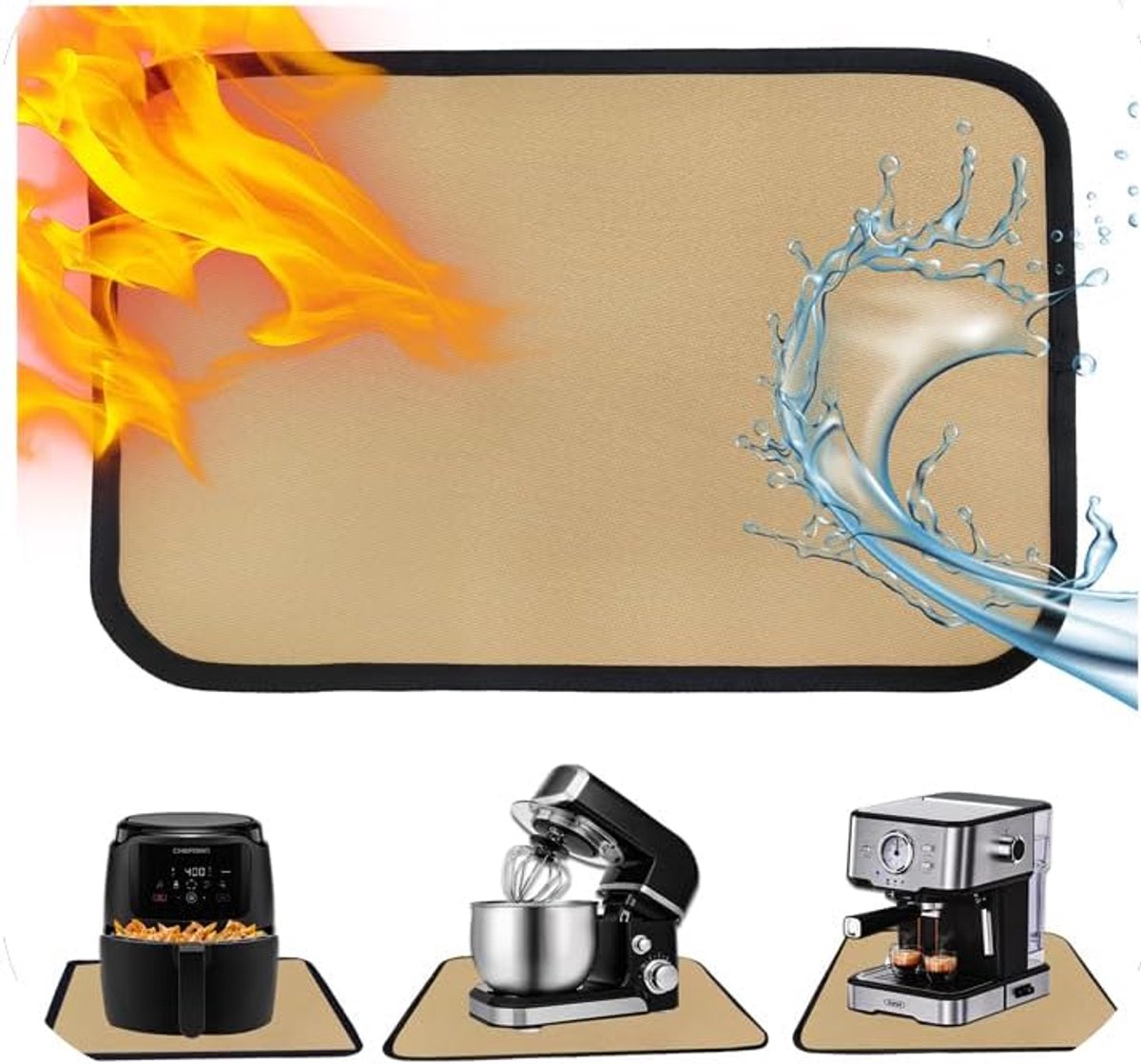 Heat Resistant Air Fryer Mat, Heat Resistant Mat for Worktop, Heat Resistant Coaster for Coffee Maker, 0 x 30 x 45cm - ShopVlot