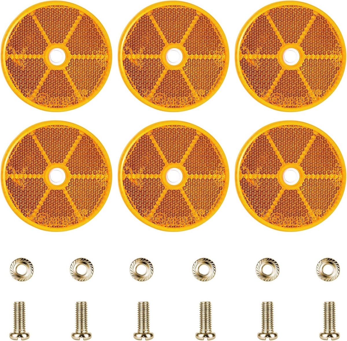 Ronde reflectoren set van 6 - Ø 80 mm - Geel - Veiligheid voor voertuigen - ShopVlot