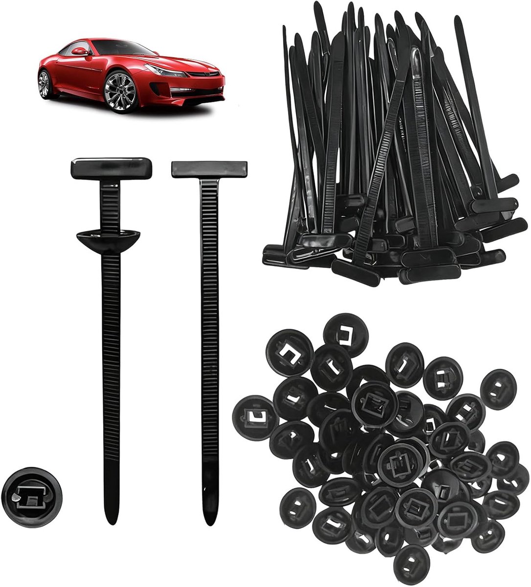 Cable Tie Buckle, 100 Pcs Cable Tie Holders with Clip, UV Resistant Nylon Zippers, Universal for Car, Repair and - ShopVlot