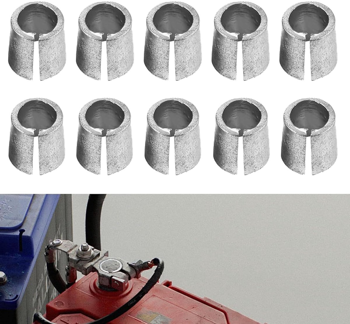 Pack of 10 Car Battery Adapter Sleeves, Battery Pol, Anodes, Cathode, Adapter, Car Battery, Connection Converter for - ShopVlot
