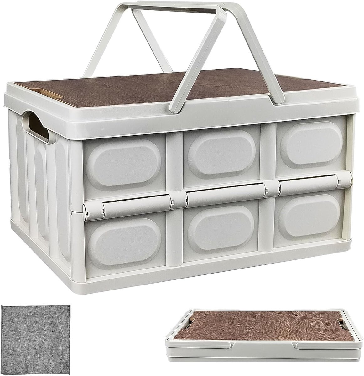 SnelShoppen - Vouwbare Plastic Opbergdoos met Deksel 30 Liter, Lichtgewicht Campingbox met Handvat, Ideaal voor Reis, Thuis, Auto en Tuin, 43.5 x 30 x