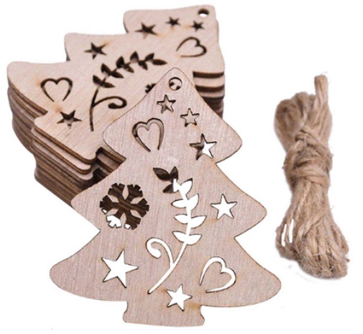 Houten Kersthangers Kerstbomen om zelf te beschilderen / kleuren (10 stuks/70mm)