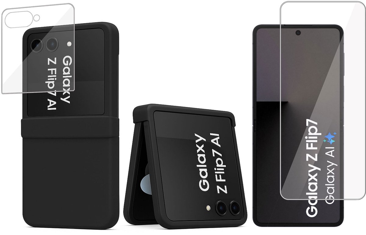 ChiGuard Hoesje & Screenprotector geschikt voor Samsung Galaxy Z Flip 8 - Case - Zwart