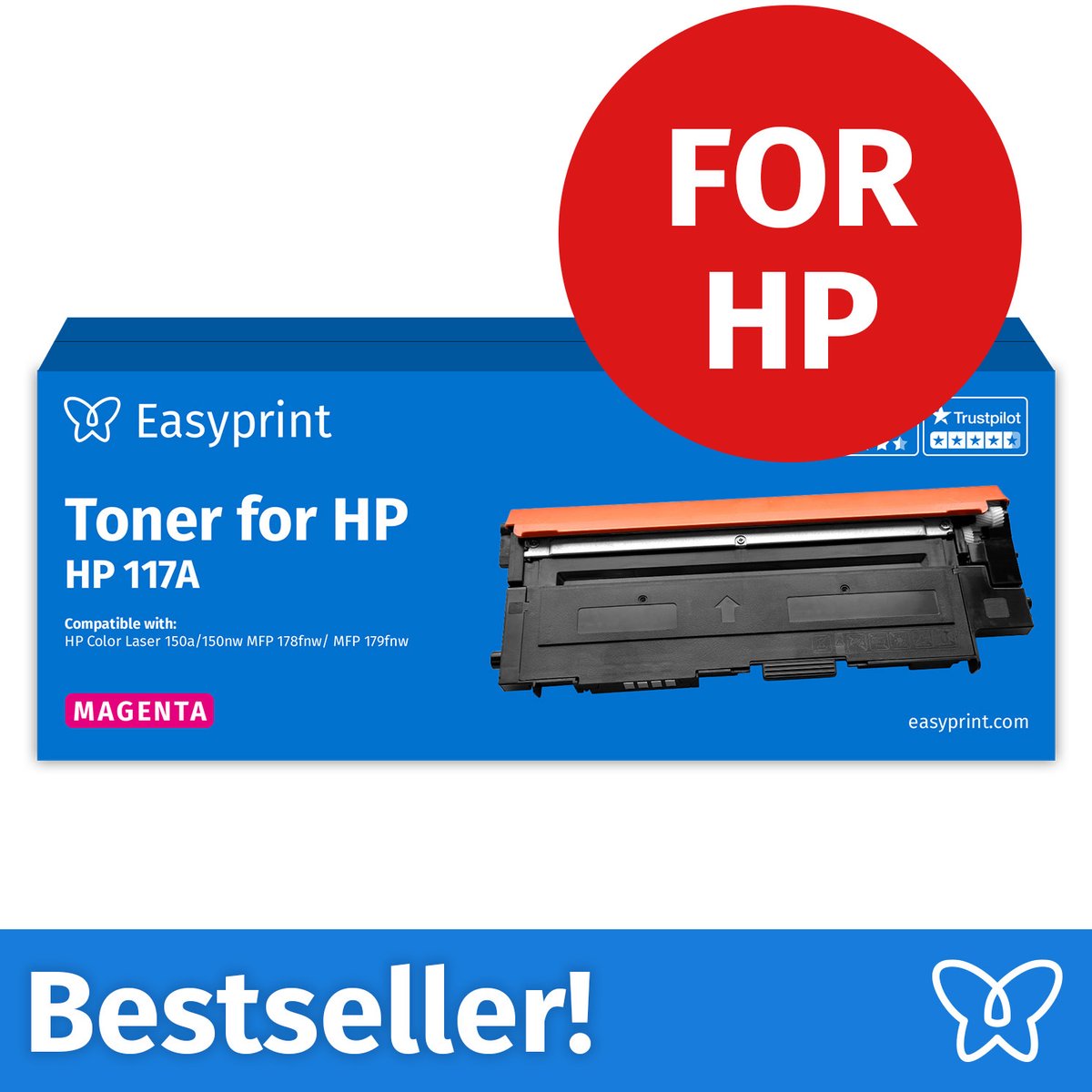 NIEUW: Easyprint Toner voor HP 117A magenta, compatibel met HP ColorLaser 150, MFP-178, e.d., 1 stuk