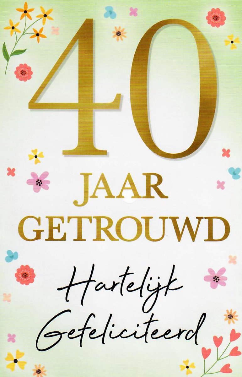 Huwelijkskaart | Wenskaart | 10 stuks | 40 jaar getrouwd, hartelijk gefeliciteerd