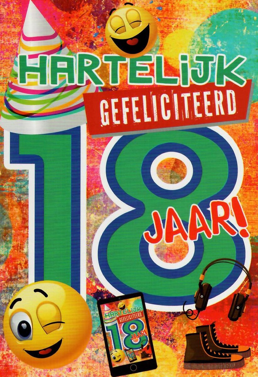 Verjaardagskaart leeftijd | Wenskaart | 10 stuks | Hartelijk gefeliciteerd 18 jaar!