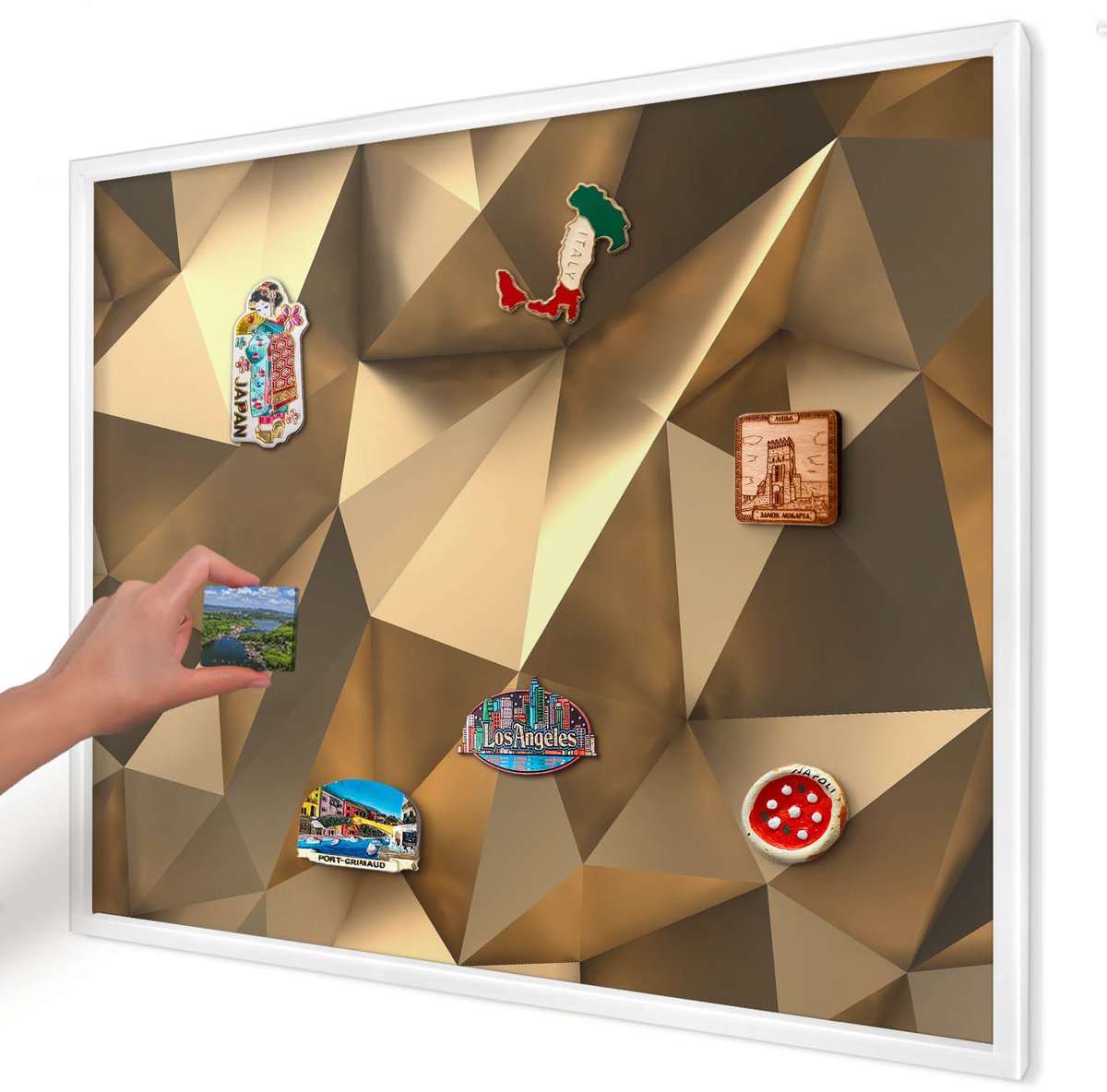Artprintcave Bruin Magneetbord mit Witte Lijst - 80x60 cm - Warme Geometrie Magnetisch Bord Voor Magneten - Geometrische Wandbord Magnetisch - Geometrische