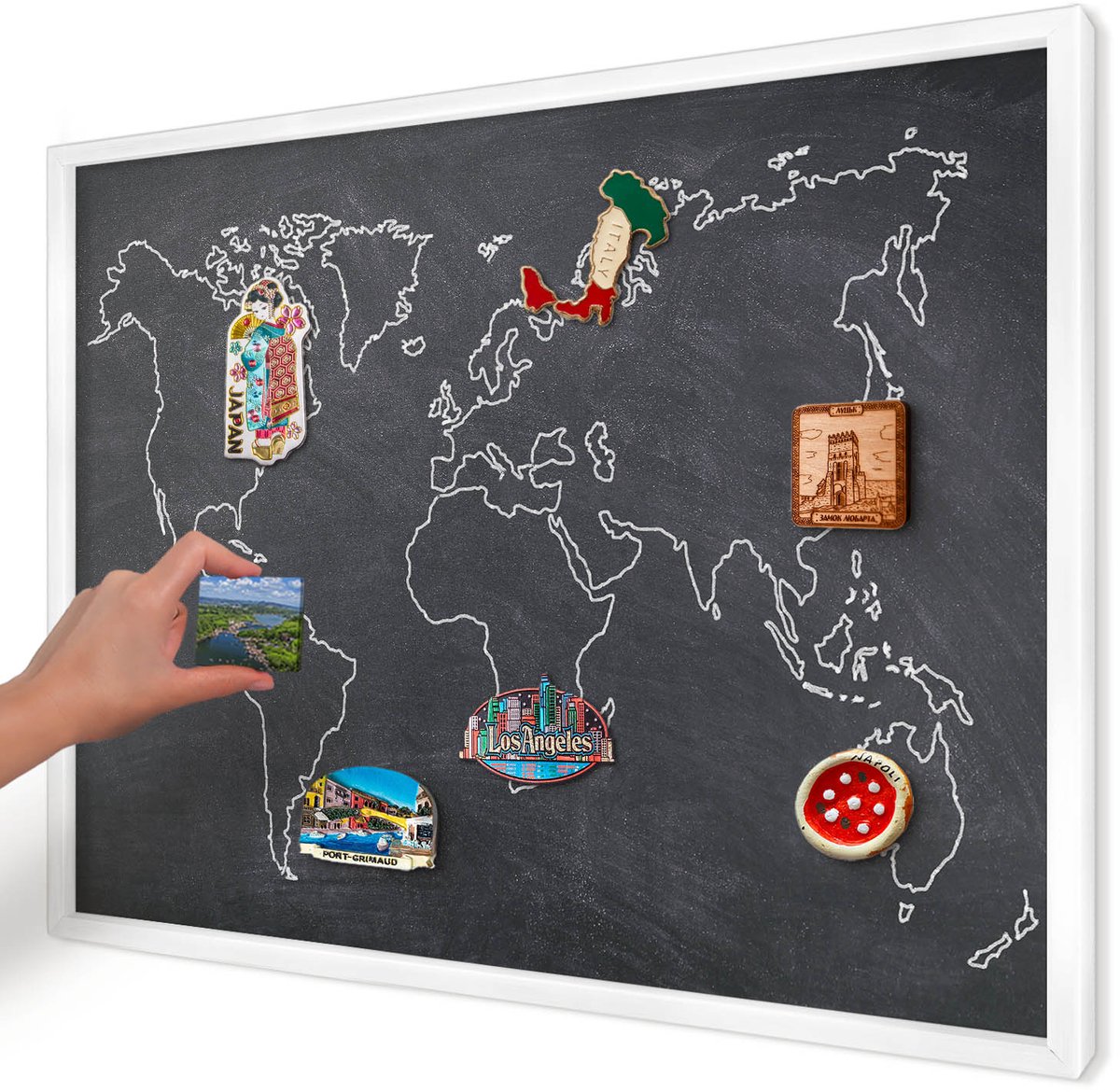 Artprintcave Zwart Magneetbord mit Witte Lijst - 70x50 cm - Krijtwereld Magnetisch Bord Voor Magneten - Minimalist Notitiebord - Kaarten