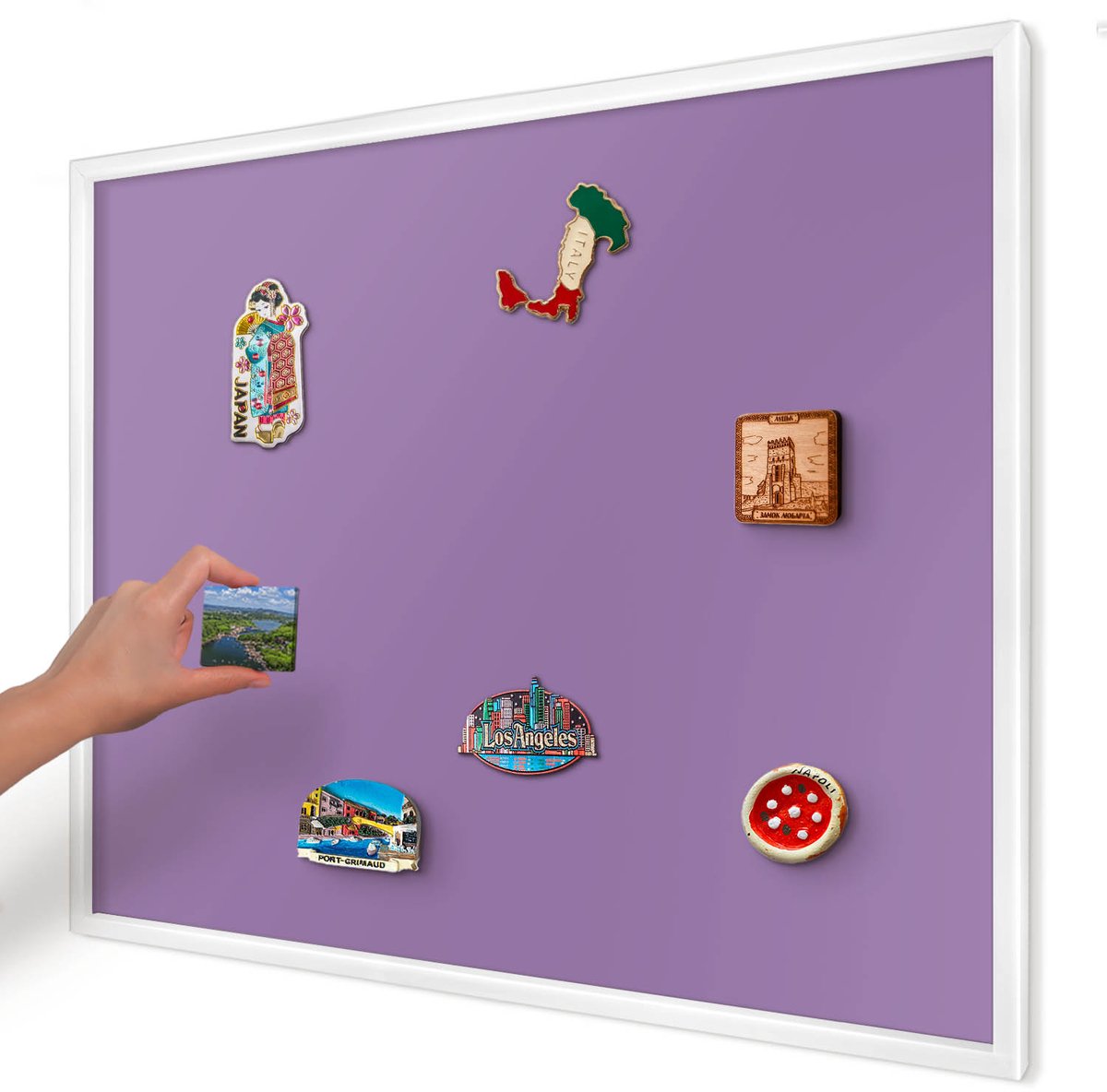 Artprintcave Paars Magneetbord mit Witte Lijst - 80x60 cm - Violet Magnetische Organizer - Minimalist Bord Voor Magneten - Achtergronden En Patronen