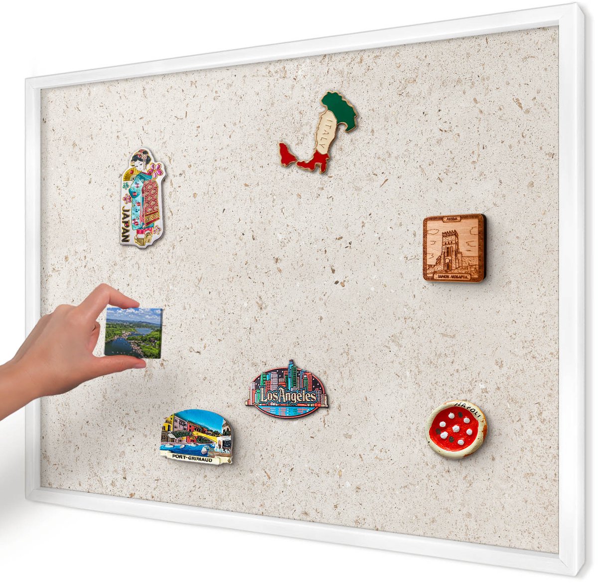 Artprintcave Beige Magneetbord mit Witte Lijst - 70x50 cm - Fijne Achtergrond Notitiebord - Minimalist Magneet Bord mit Frame - Texturen