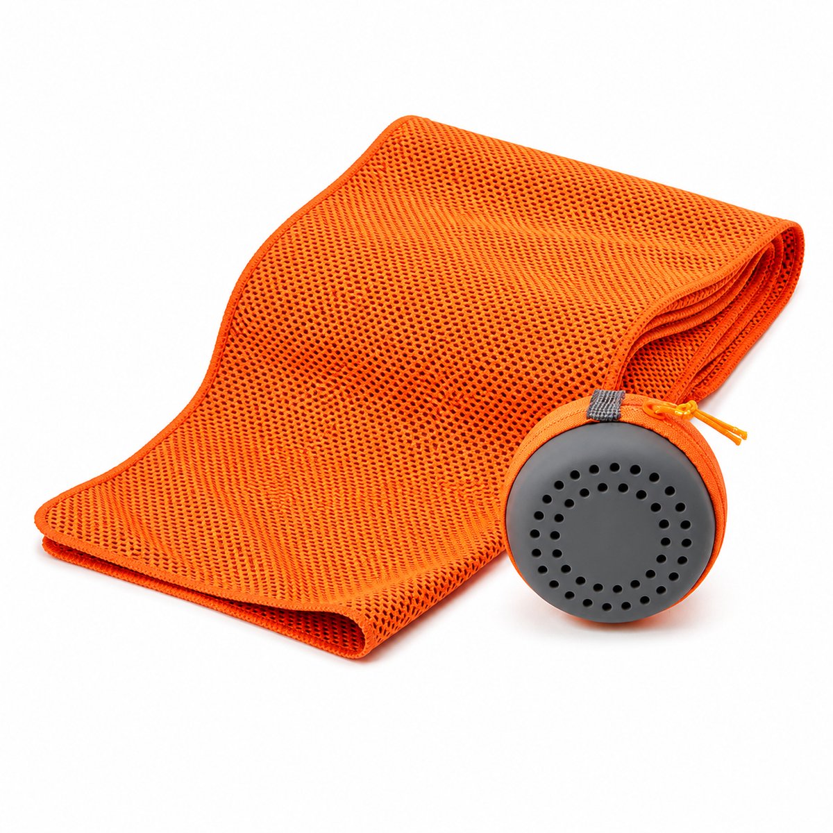 Koelende Sporthanddoek - Sneldrogende Fitness Handdoek met Draagtas - Ademend Sporthanddoekje voor Reizen en Outdoor - 30x80cm - Oranje