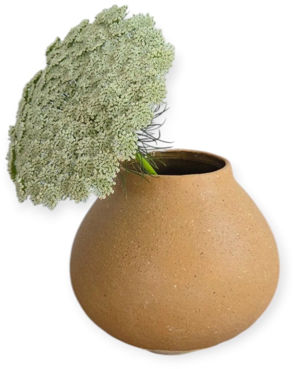 Home Society - Vaas - Keramiek - Bolvaas - Sand - Beige - 16x17cm - Modern - Landelijk