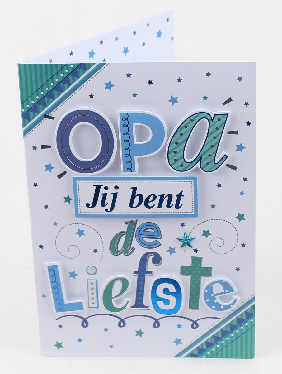 Wenskaart | 6 stuks | Luxe 3D wenskaart opa, jij bent de liefste