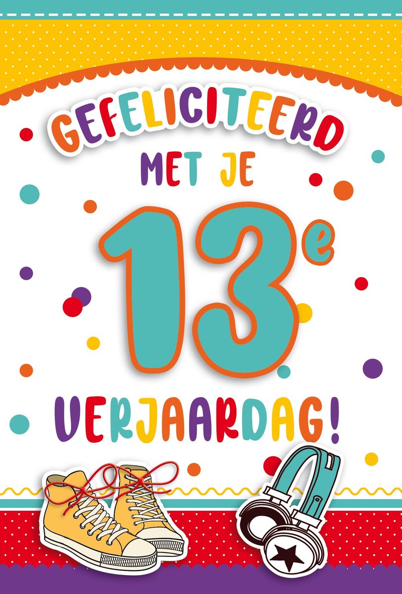 Wenskaart | 6 stuks | Luxe 3D wenskaart 13 jaar
