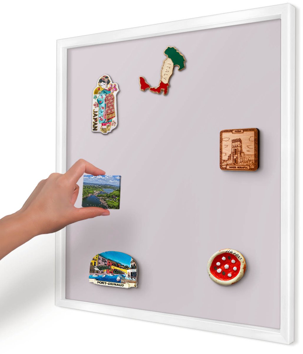Artprintcave Paars Magneetbord mit Witte Lijst - 50x50 cm - Licht Lila Memobord Keuken - Minimalist Magneetbord Voor Keuken - Achtergronden En Patronen