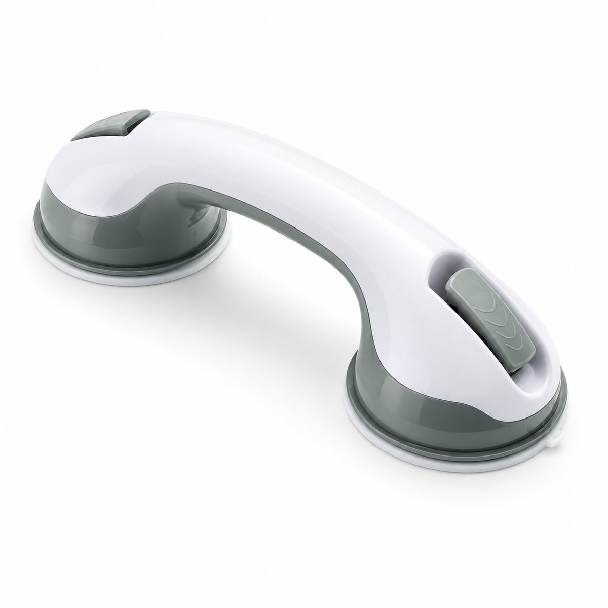 Douche Handgreep met Zuignappen - Badgreep Badkamer - Veiligheidsgreep voor Douche, Bad & Toilet - Antislip - Zonder Boren - 30 cm - Wit/Grijs