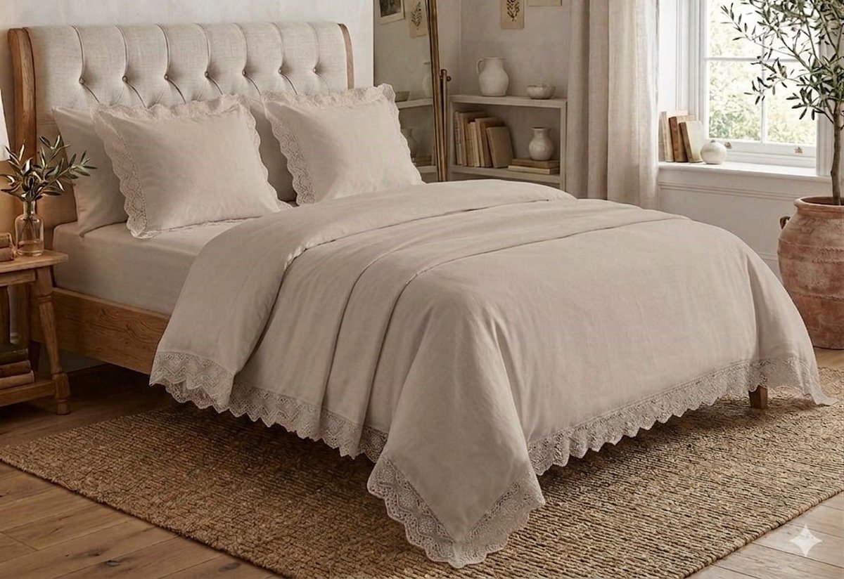 iSleep Dekbedovertrek Claire - Eenpersoons - 140x200/220 cm - Taupe