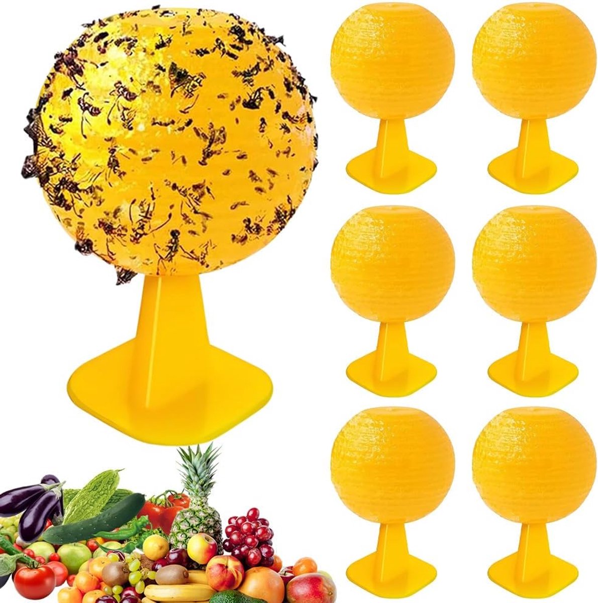 Vliegen Lijmval - Vliegenval - Fruitvliegjes Vanger - Rouwvliegjes Bestrijden - plakplank voor tuin - 6x Gele Fruitvliegjesvallen – Hangende Kleefvallen voor Vliegende Insecten – Insectenvanger voor Tuinplanten, Bloempotten, Boomgaard en Kas