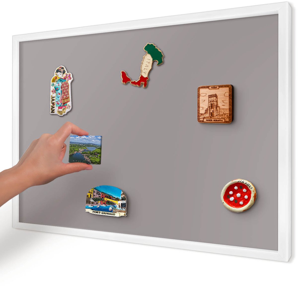 Artprintcave Paars Magneetbord mit Witte Lijst - 60x40 cm - Asgrijs Magneetbord Voor Keuken - Minimalist Magnetisch Bord Voor Magneten - Achtergronden En Patronen