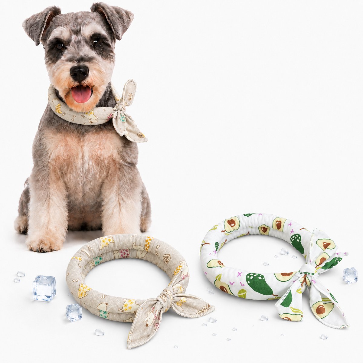 Koelhalsband Hond Set van 2 - Verkoelende Halsband voor Honden en Katten - Handige Koelsjaal voor Honden tegen Hitte - Ademende Hondenkoeling voor de Zomer-Grijsachtig avocadogroen