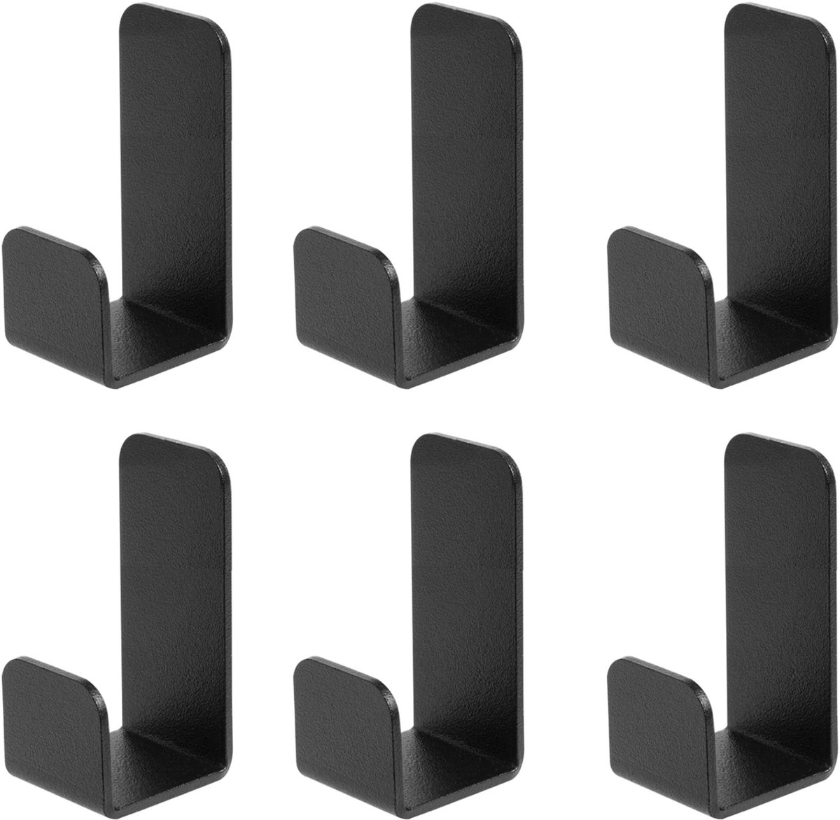 Omgoods - Set van 6 Zelfklevende Handdoekhaken Zwart Mat - Boorvrij
