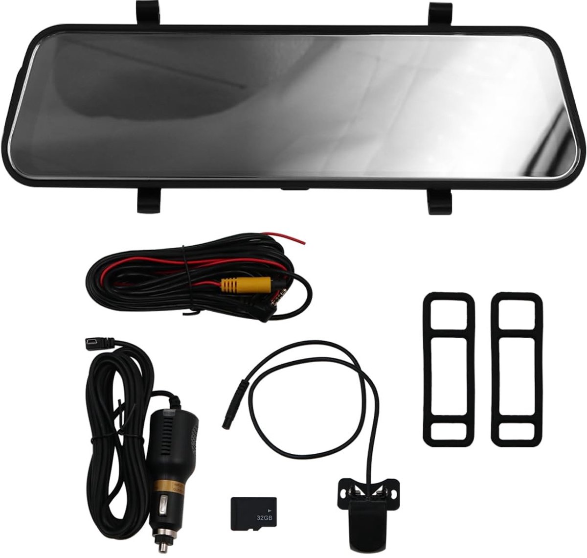 Omgoods- Dashcam 10'' met Spiegel - Dashcam voor en Achter - IP69 Waterdicht - Verstelbare Achteruitrijlijn - 32G SD-kaart - HDR/WDR Technologie - Spiegelcamera