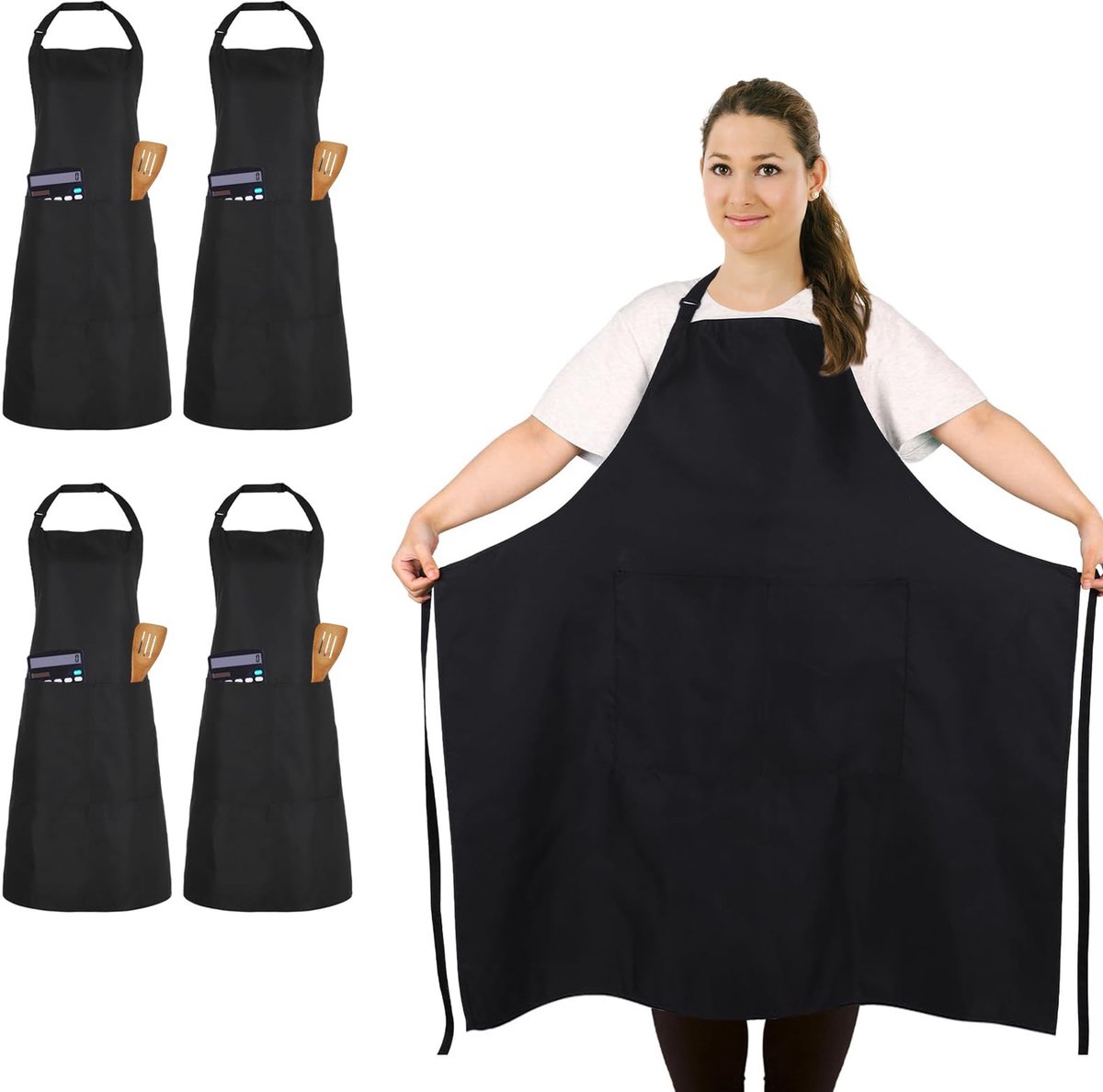 Omgoods - Set van 4 Grote Schorten met 2 Zakjes
