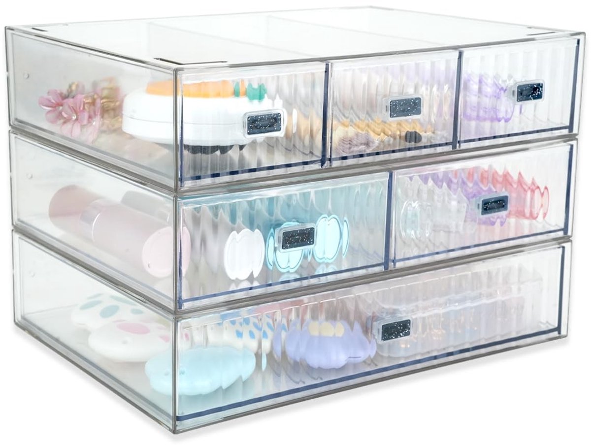 Omgoods - Acryl Cosmetica Organizer met 3 Laden voor Thuis en Kantoor