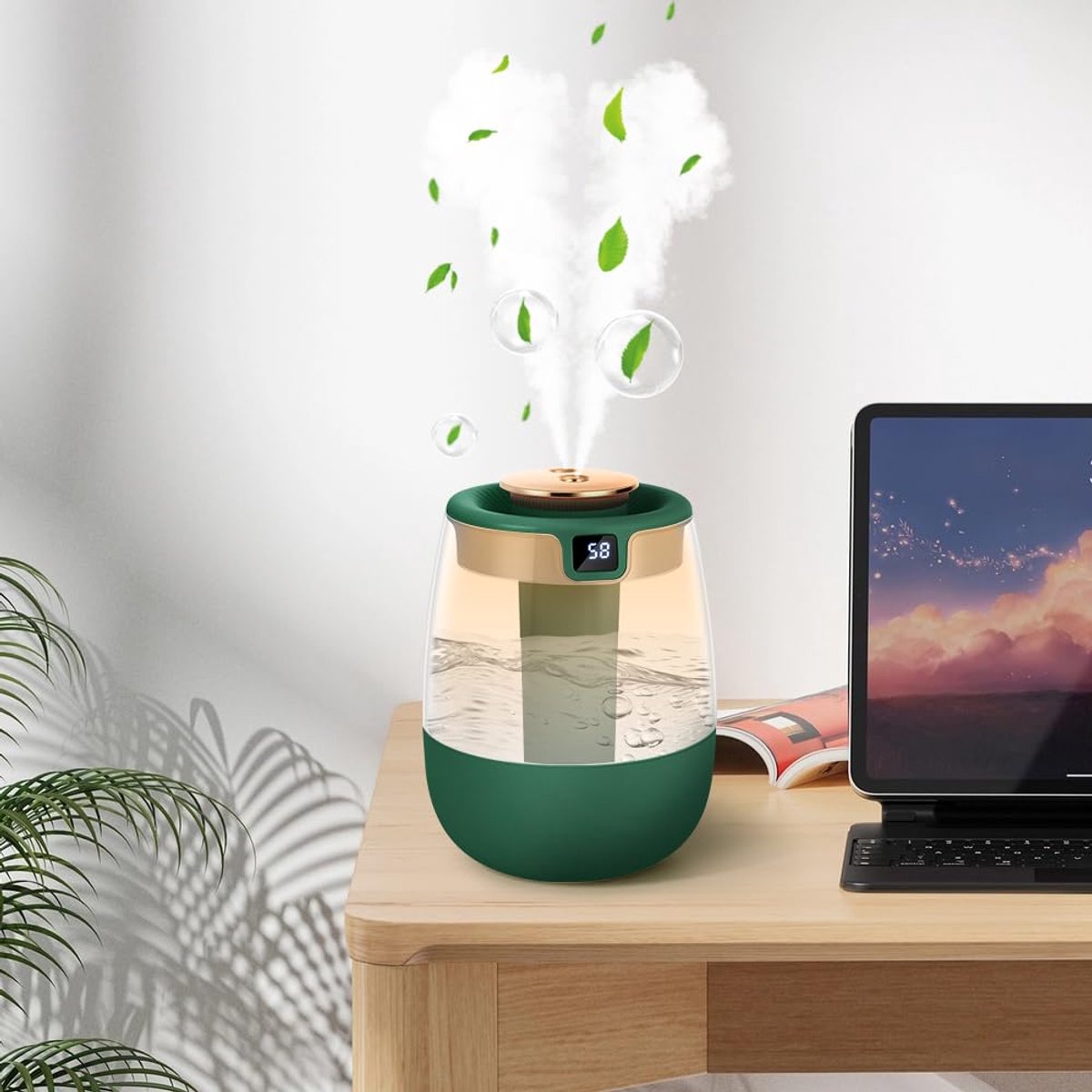 SnelShoppen - Adiwo Mini-luchtbevochtiger met Nachtlampje voor Slaapkamer, Kinderkamer, Planten, Groen, Compact en Stil, Ideaal voor Thuis en Op Reis