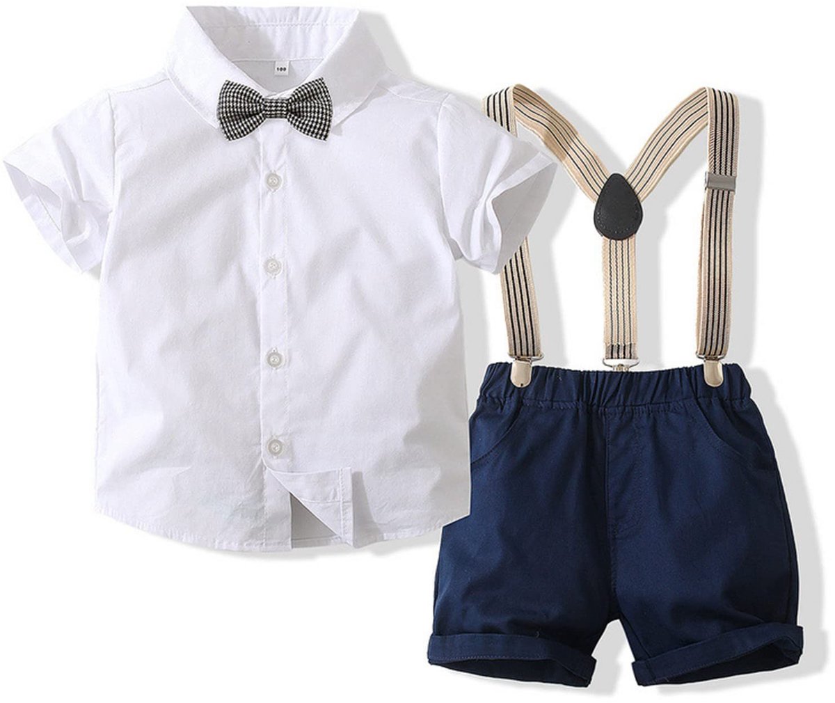 Omgoods - Baby Gentleman Set met Bijpassende Strik en Korte Broek