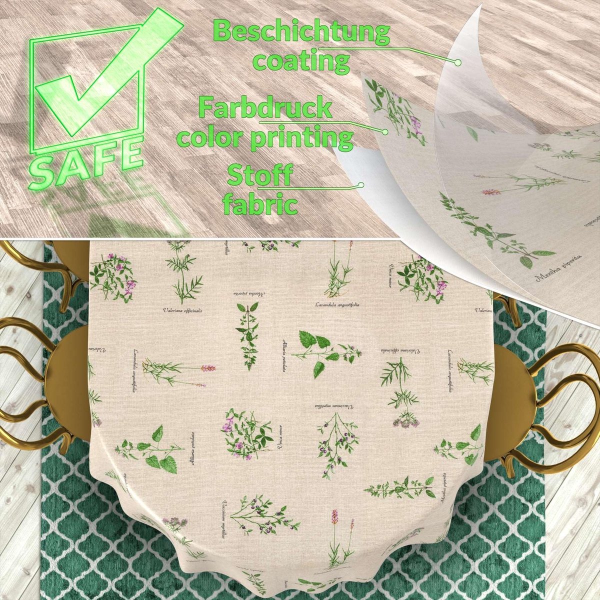 Omgoods - Wasbaar Tafelkleed Aromatisch Ovaal 180 x 140 cm