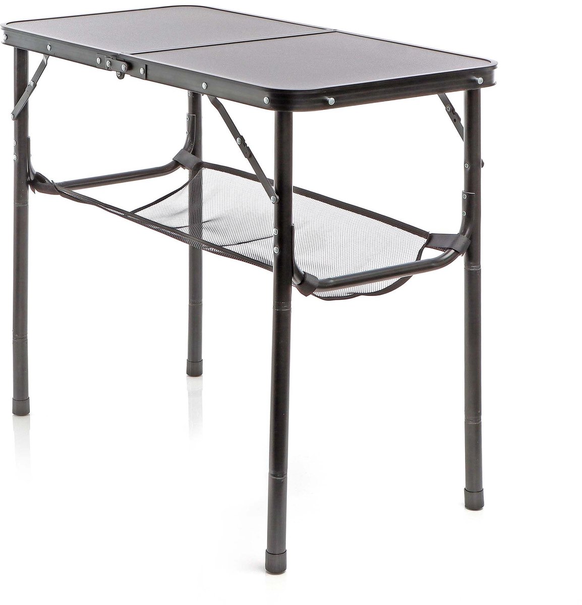 Omgoods - Uitklapbare Campingtafel Zwart 80x40 cm - Aluminium Hoogte Verstelbaar voor Buiten