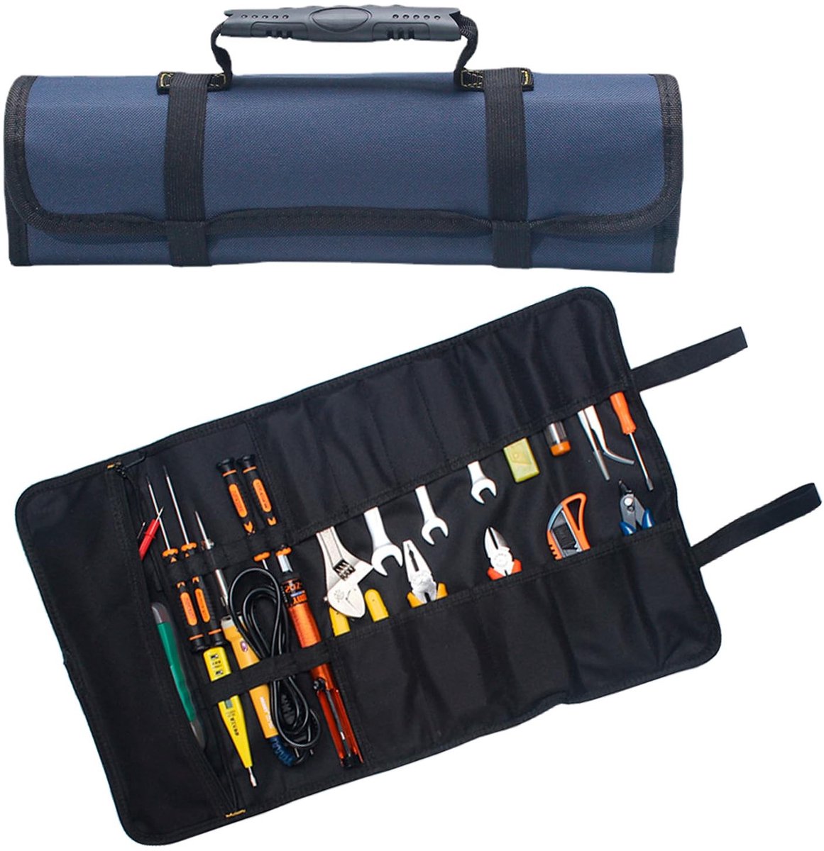 Omgoods - Gereedschap oprolbare tas - Multifunctionele organizer - Blauw - Waterdichte gereedschapstas - Geschikt voor timmerman en loodgieter