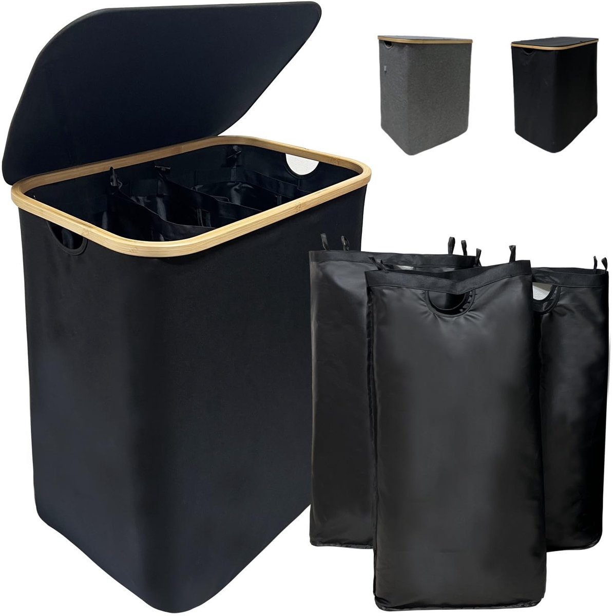 Omgoods - Vouwbare Wasmand met Deksel, 160 Liter