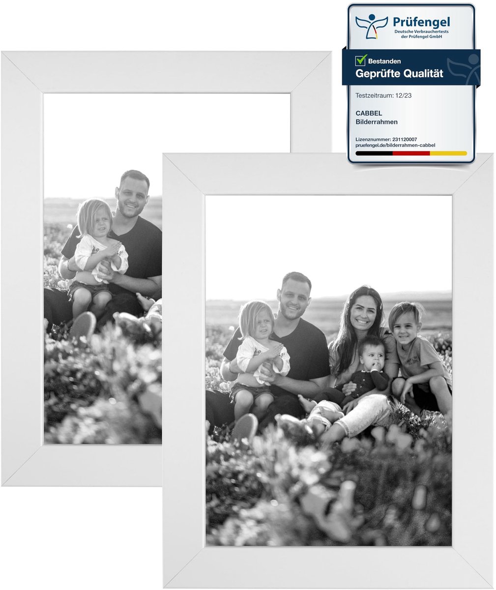 Omgoods - Set van 2 Fotolijsten 15x21 cm in Wit met Stevige MDF Achterkant