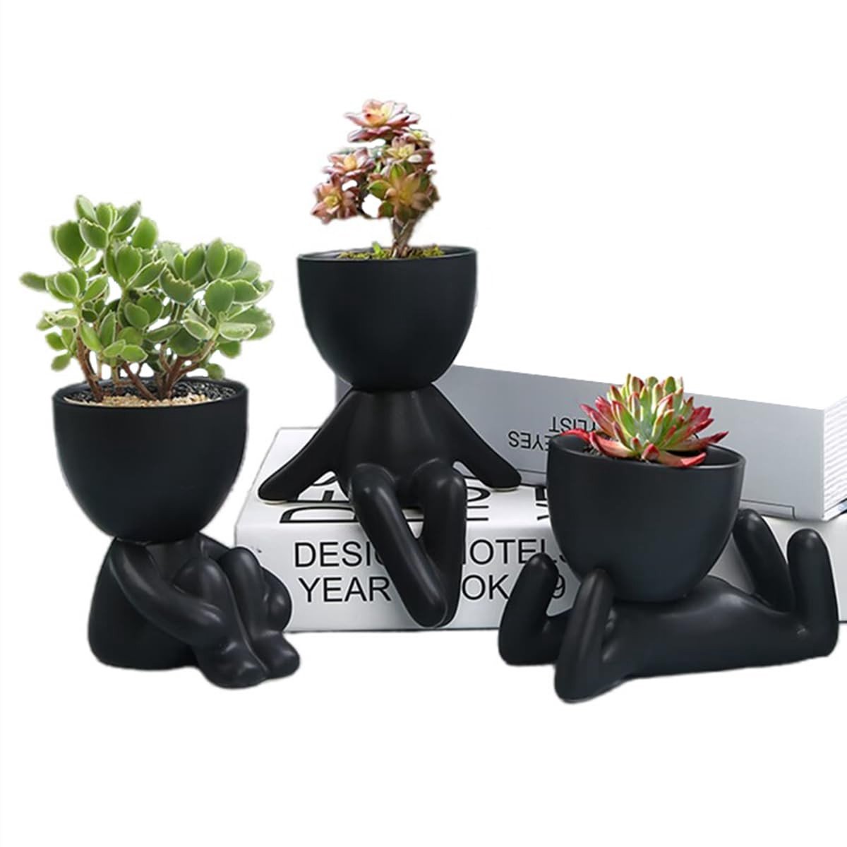 Omgoods - Set van 3 Moderne Keramische Plantenpotten - Succulent Potten voor Desk