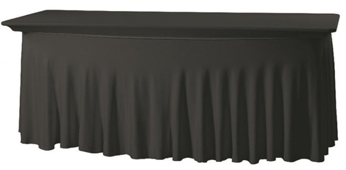 Omgoods - Spandex Tafelkleed met Rok voor Rechthoekige Tafel 183 x 75 x 75 cm Zwart