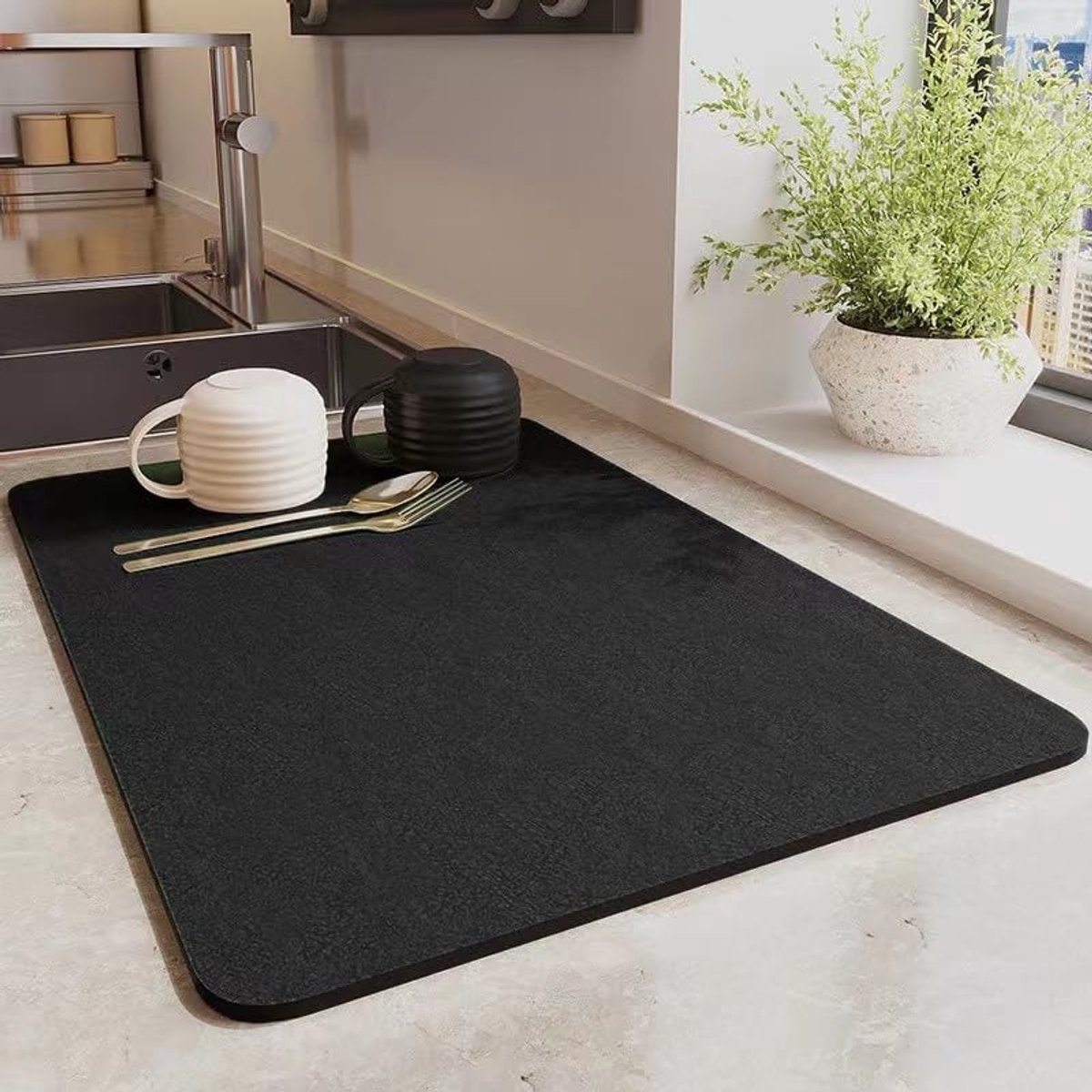 Omgoods - Afvoer Mat 16 x 20 Inch, Waterabsorberende Droogmat met Antislip Rug