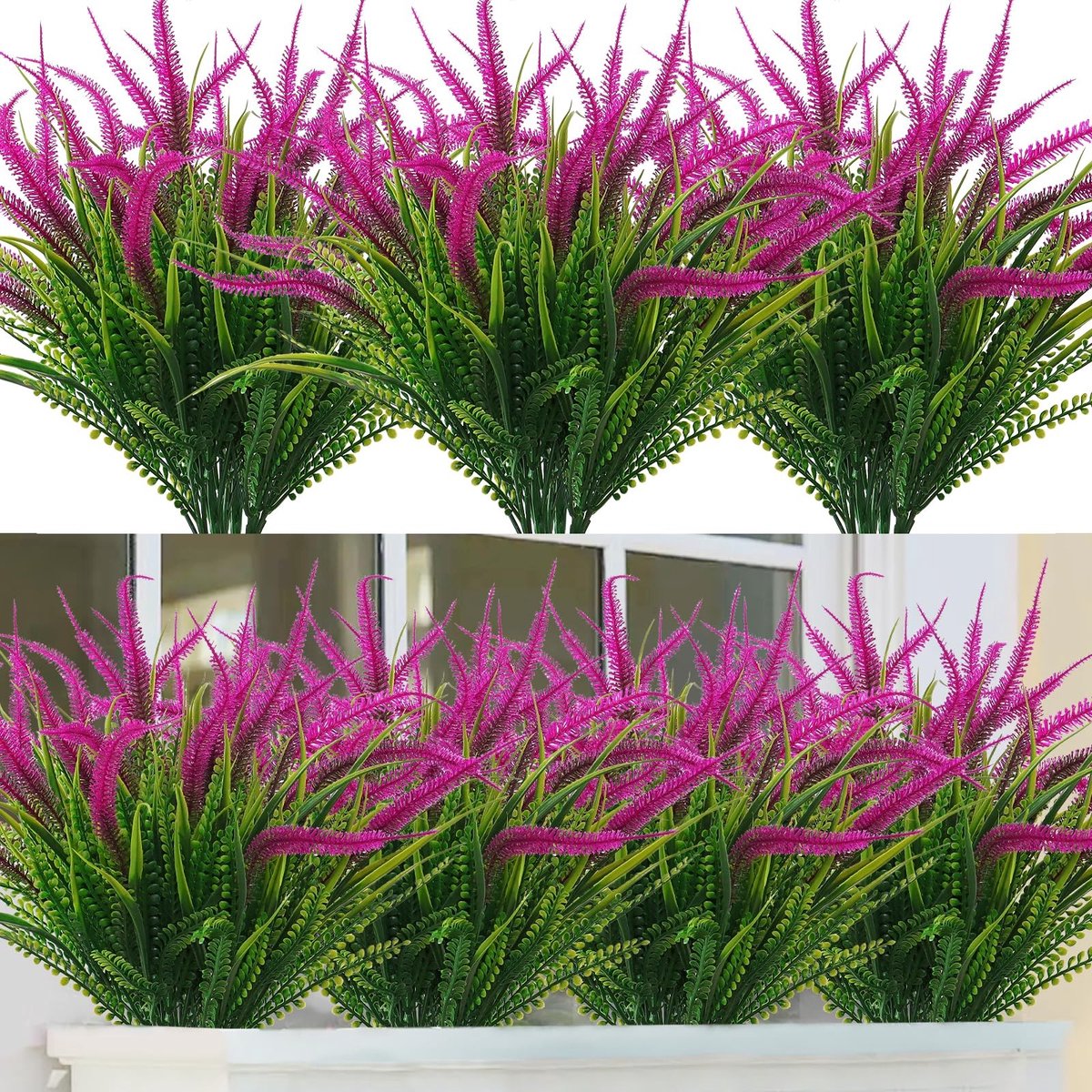 Omgoods - Set van 6 UV-bestendige Kunstmatige Lavendel Bloemen