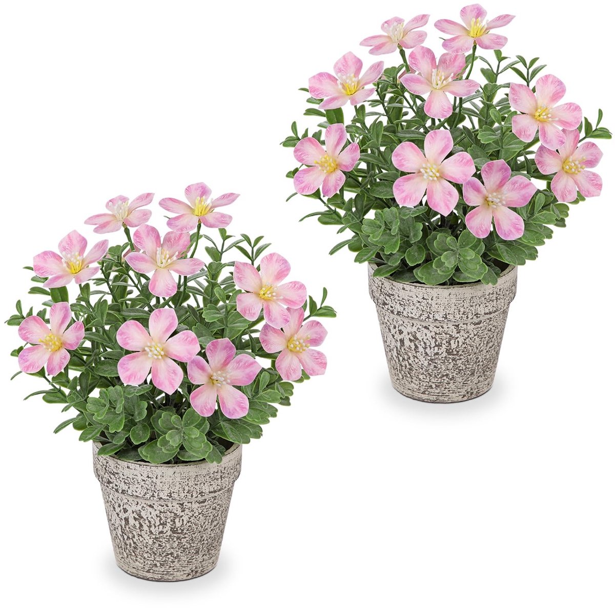 Omgoods - Set van 2 Kunstbloemen in Rustieke Pot voor Binnen