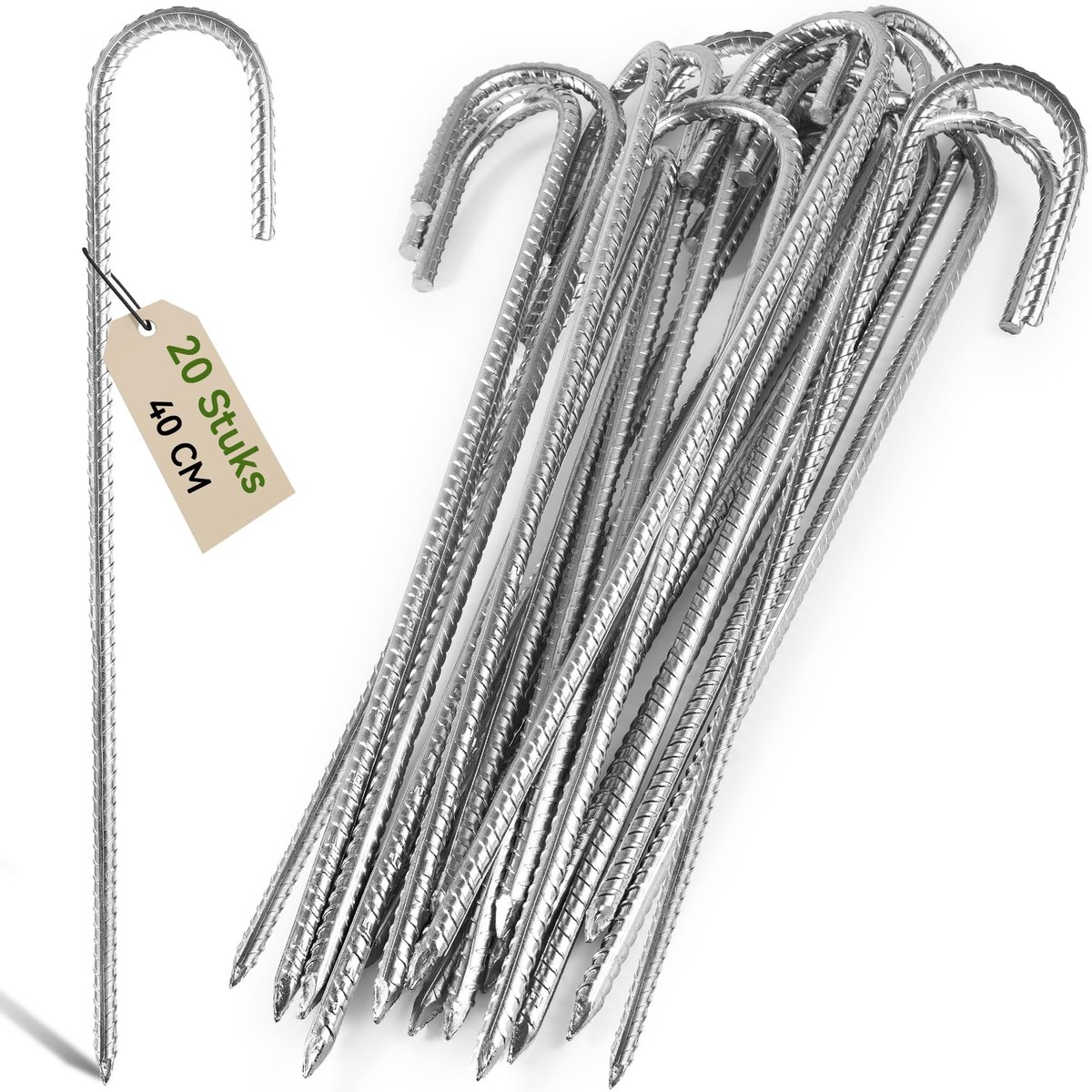 Omgoods - Set van 20 Trampoline Haringen van Gegalvaniseerd Staal