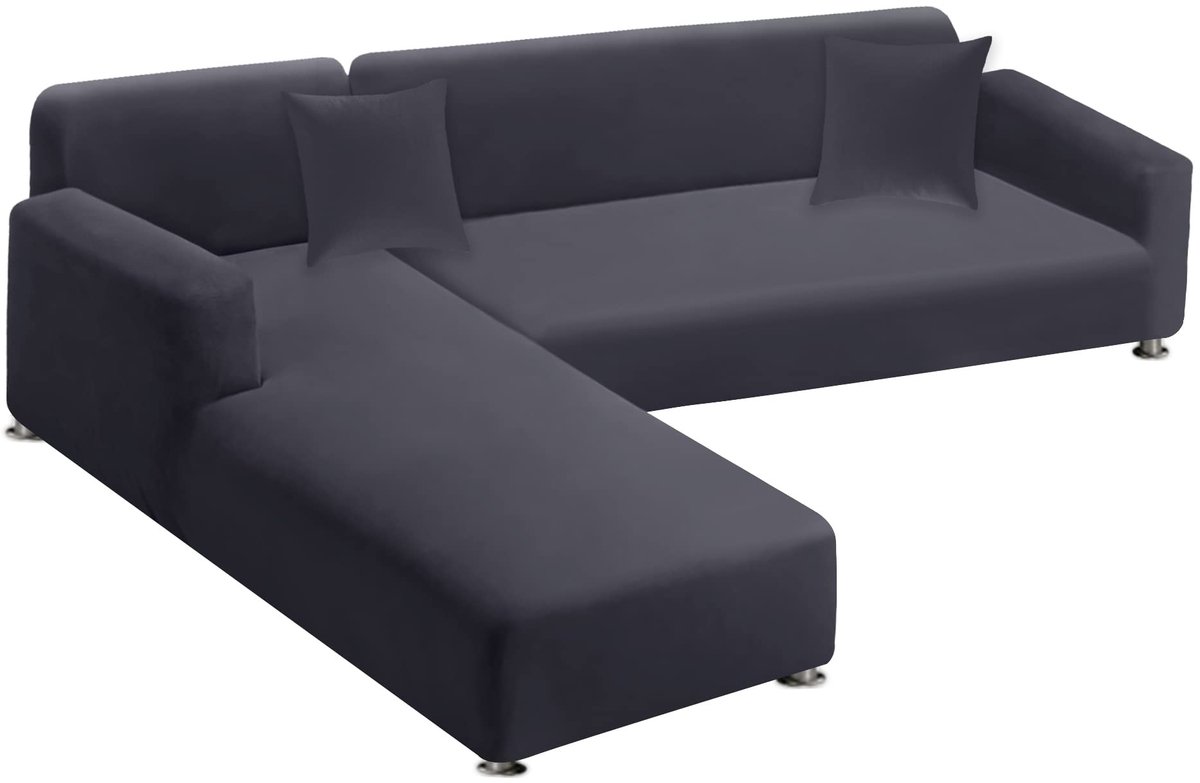 Omgoods - Super Stretch L-vorm Sofahoes met 2 Stuks Kussenslopen