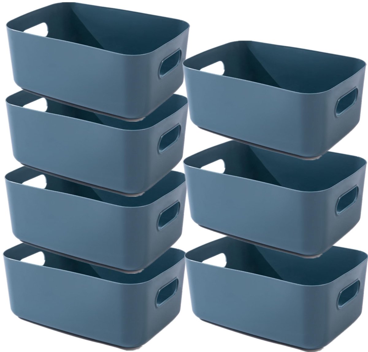 Omgoods - 7 Grote Plastic Opbergmanden met Handvatten - Multifunctionele Organizer in Donkerblauw
