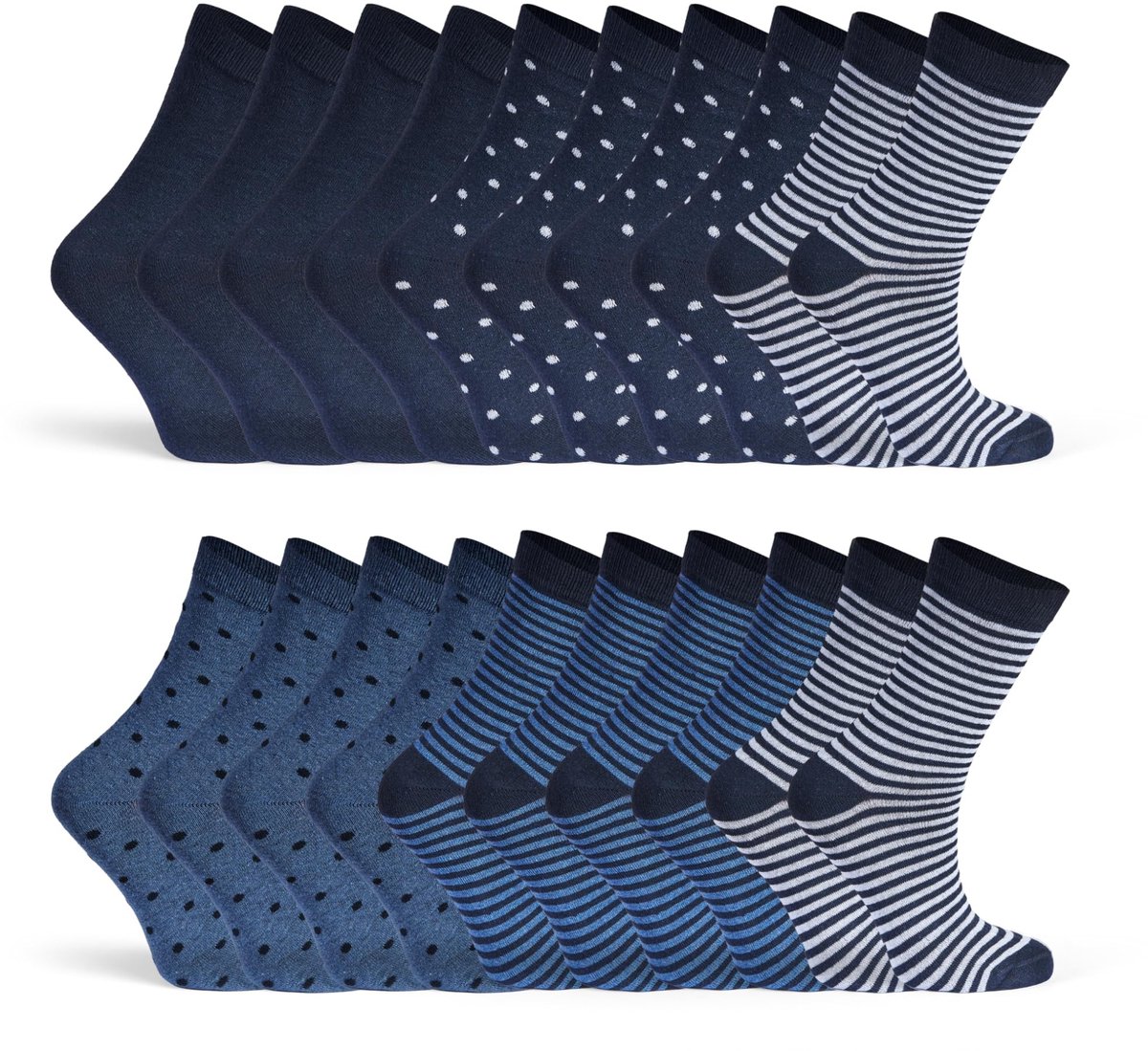Omgoods - Set van 10 Paren Vrouwensokken met Strepen en Dots