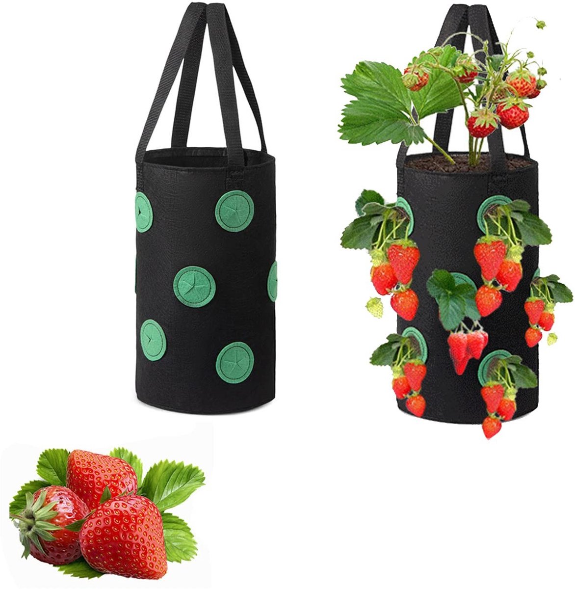 Omgoods - Set van 2 Aardbeienplantenzakken van Niet-geweven Stof