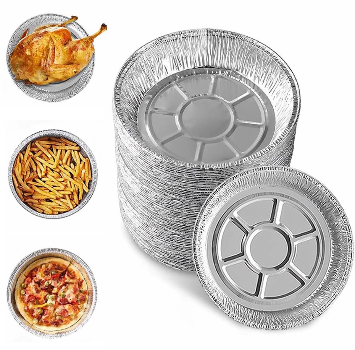 Omgoods - Set van 50 Ronde Aluminium Bakvormen - 20 cm, Voor Bakken en Koken