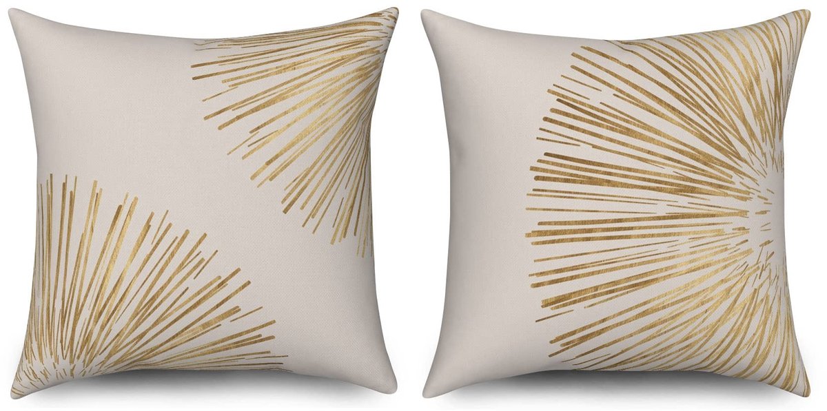 Omgoods - Set van 2 Boho Kussenslopen 50x50cm Beige met Gouden Lijn